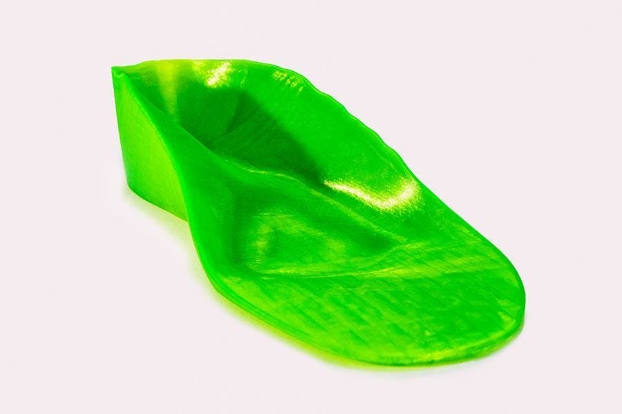 Gallery photo: Insole made of green material created in additive manufacturing, organically shaped with strong elevations and indentations